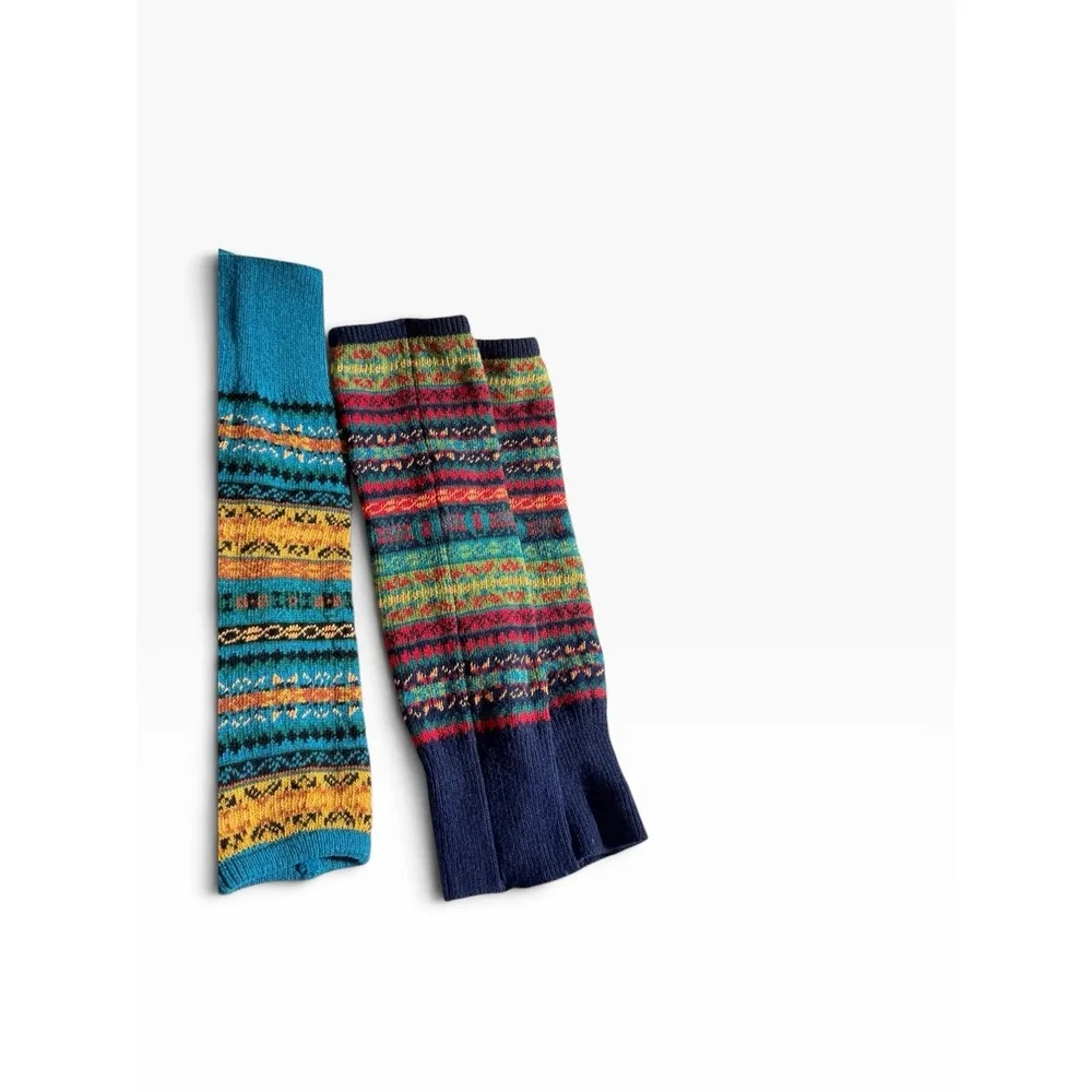 Lot Of 4 Pair Funky Fun Multicolor Leg Warmers Cozy Winter Warm Grunge Boho